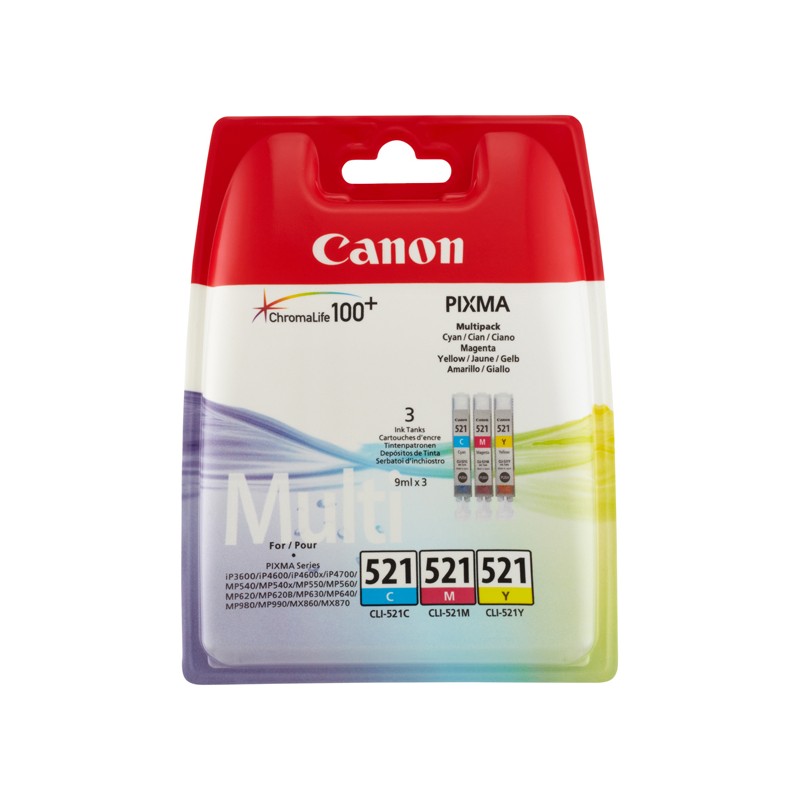 Canon CLI521  multipack 3 cartucce C M Y per IP2600/4600 MP540