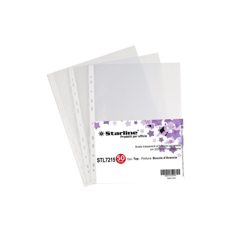 Conf.50 Buste trasparenti multiforo 22x30cm lisce spes.150my TECNOTEAMSTARLINE
