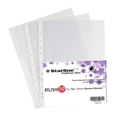 Conf.50 Buste trasparenti multiforo 22x30cm goffrate spes.100my TECNOTEMSTARLINE