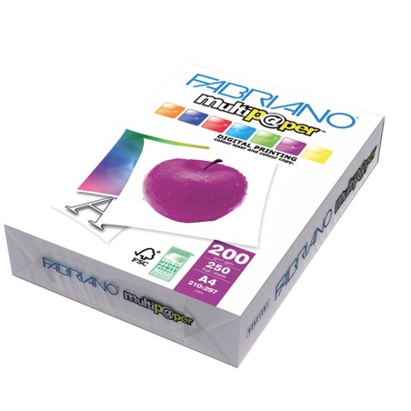 Risma 250fg carta bianca per Laser a colori F.to A4 200gr. FABRIANO MULTIPAPER