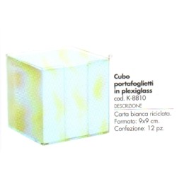 Cubo in plexiglass portafoglietti bianchi 9.5x9.5cm SCATTO