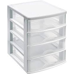 Cassettiera 4 cassetti trasparenti in plastica L27x35x35p PLASTICFORTE