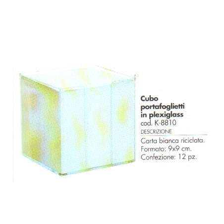 Cubo in plexiglass portafoglietti bianchi 9.5x9.5cm SCATTO