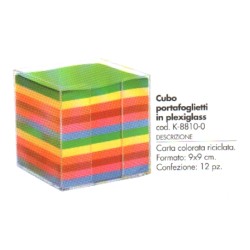 Cubo in plexiglass portafoglietti colorati 9.5x9.5cm SCATTO